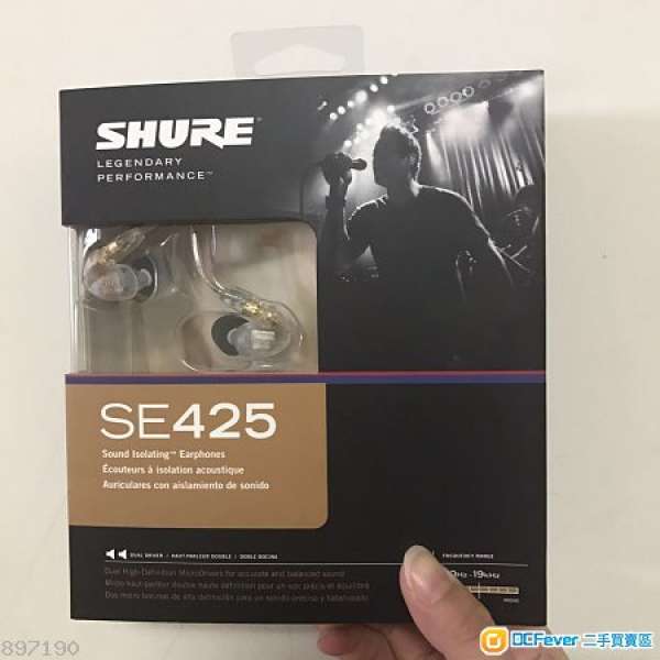 Shure SE425 黑色/透明 Sound Isolating Earphones 全新一年保養IPHONE
