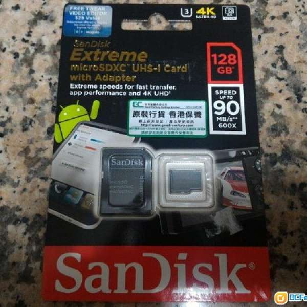 全新SanDisk Extreme MicroSDXC (Class 10) 128GB UHS-I with Adaptor