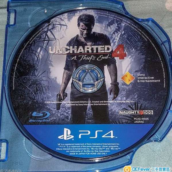 PS4 Uncharted 4: A Thief's End 秘境探險4: 盜賊末路 中英文合版 (全新，剩碟，冇...