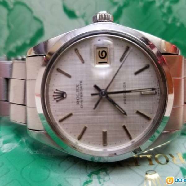 100%真品ROLEX-6694靚銀白布紋面配7205三格板釘帶7835板帶***好狀態***