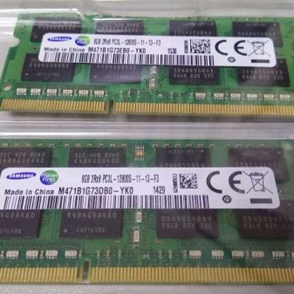 8 GB DDR3L- 1600 Samsung SODIMM 1.35v  1對共16G
