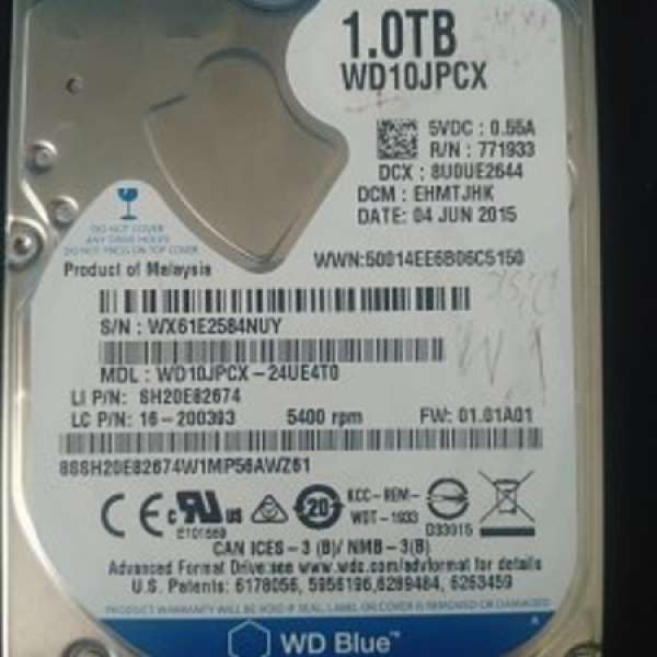 WD Blue 1TB 2.5吋 HDD