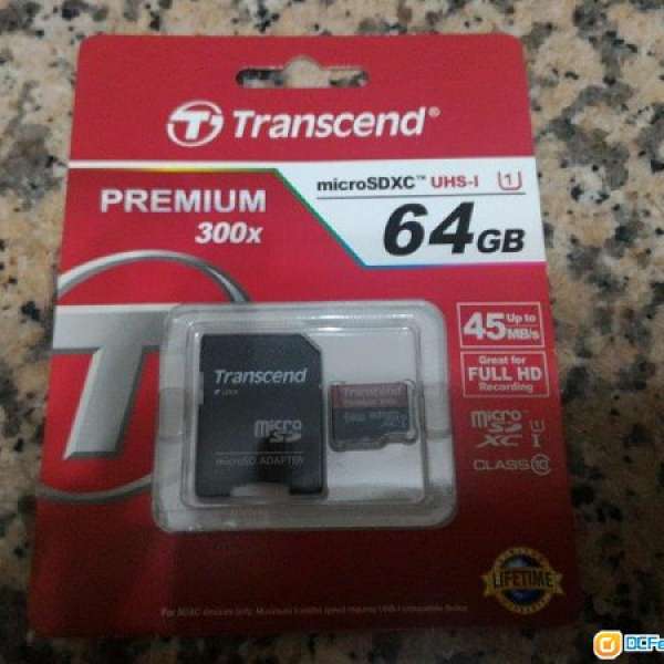 全新Transcend MicroSDXC UHS-1 64GB 300X