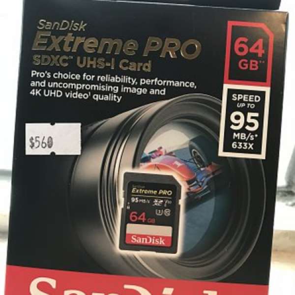 出售全新SanDisk Extreme Pro 64GB Speed up to 95 mb/s SD卡