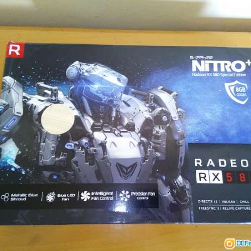 (極新淨盒裝非礦卡) SAPPHIRE Nitro+ RX580 8G Special Edition (有單保至2019年12月)