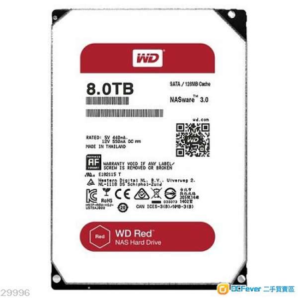 行貨 WD Red 8TB NAS HDD 有保養至 2019年4月