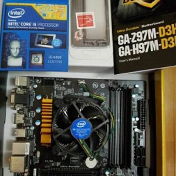 Intel i5-4460 + GA-H97M-D3H + G.Skill Aegis DDR3 4G-1600 (全有盒)