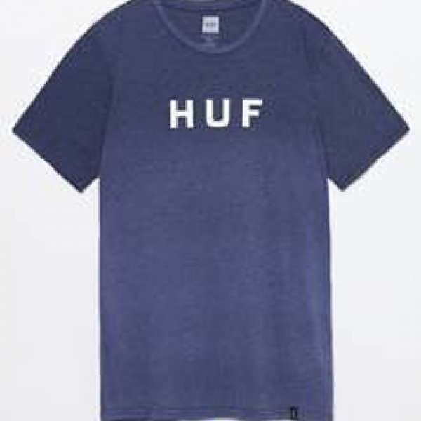 全新HUF logo tee Size M Navy 藍色 blue T-Shirt