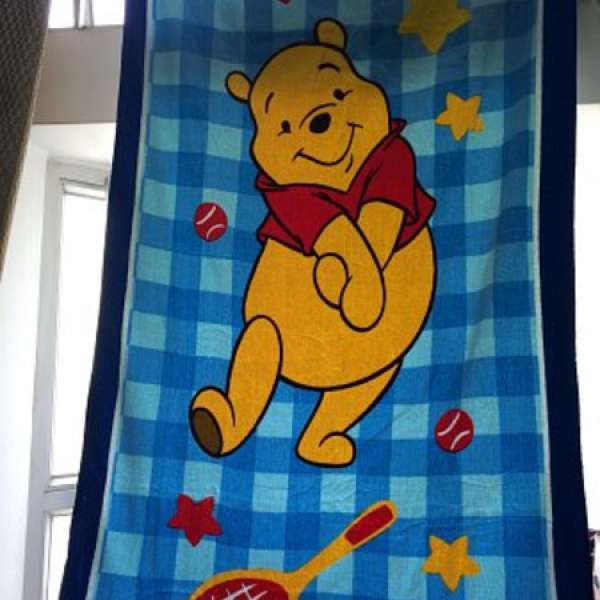 全新 特大 Winnie the Pooh 小熊維尼 毛巾 藍色