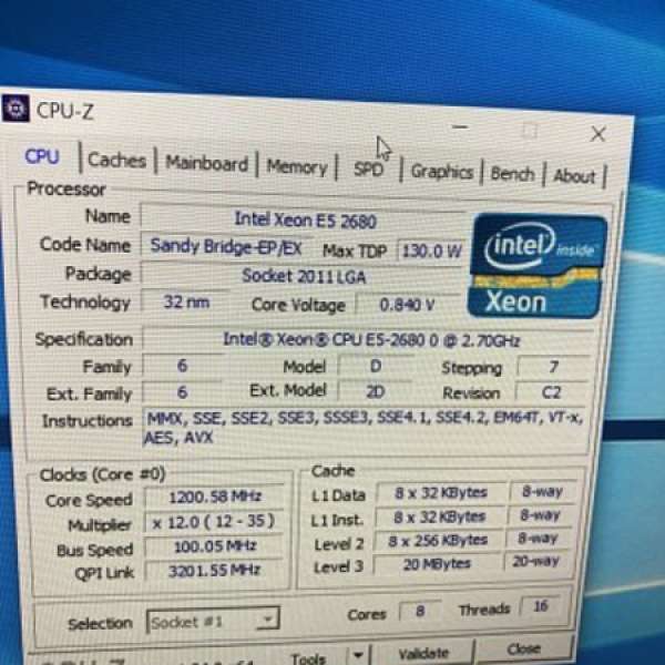 Intel E5 2680 v1, 8c16t, 100% work