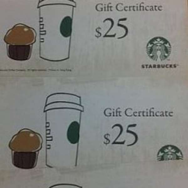 星巴克現金券 starbucks coupon $25 cash coupon 9張 $190 SSP MTR