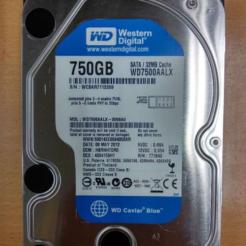 WD WD7500AALS 3.5" 750GB SATA HDD