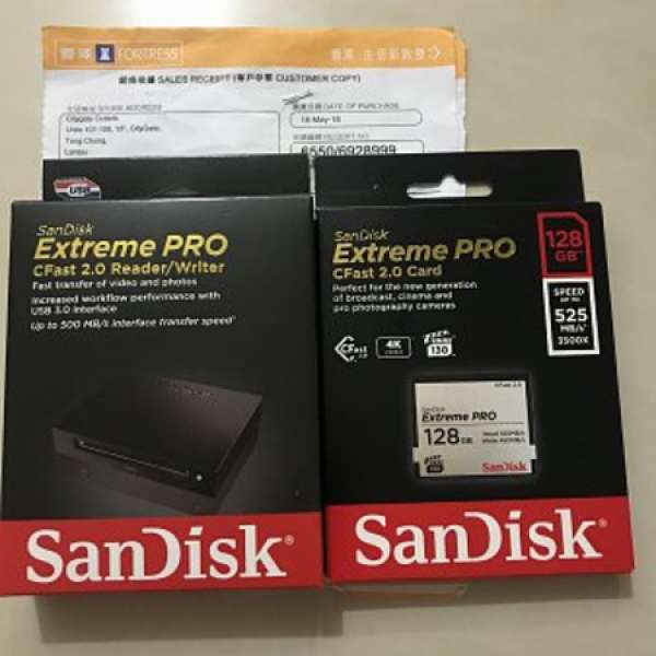 全新 SanDisk Extreme Pro CFast 2.0記憶卡 128GB 連讀卡器
