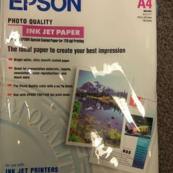 100%NEW Epson Photo Quality Inkjet Paper A4 720dpi Pack of 100 S041061