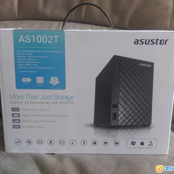 100% 功能正常 Asustor AS-1002T 2-Bay NAS 網絡儲存器 (有保養至 2019年8月)