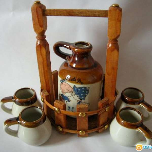 手工陶瓷杯壺連木架一套