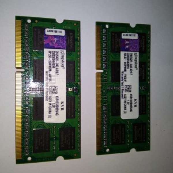 Kingston DDR3 1333MHz 4GB X 2條 =8GB 手提電腦