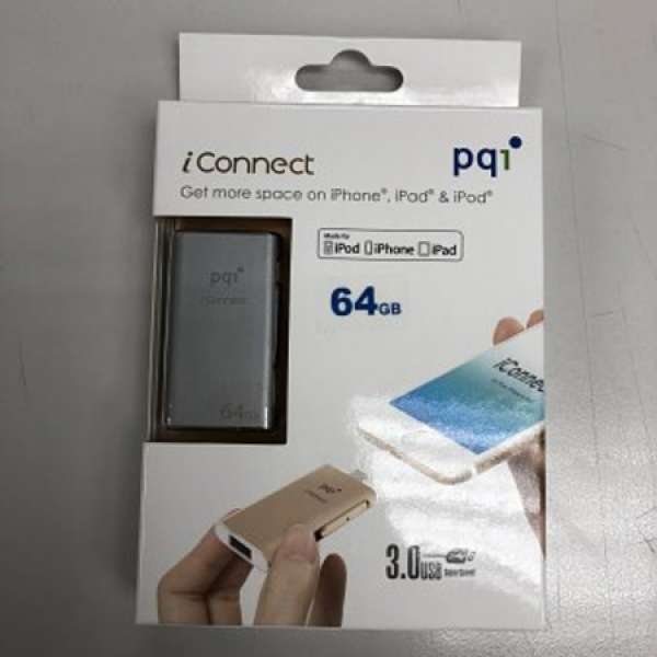 PQI iConnect 64GB iPhone iPad iOS / PC 兩用隨身碟 Apple MFi 認證 Lightning 介面