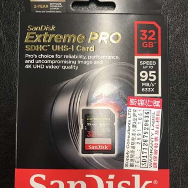 全新SanDisk SDXC 32GB Extreme Pro 95MB/s