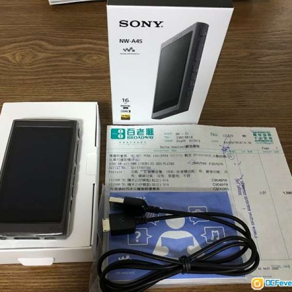 99%極新無花 香港行貨 黑色 SONY NW-A45 全套有盒有單有保用