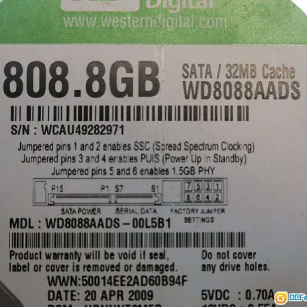 WD Western Digital 808GB Green Harddisk