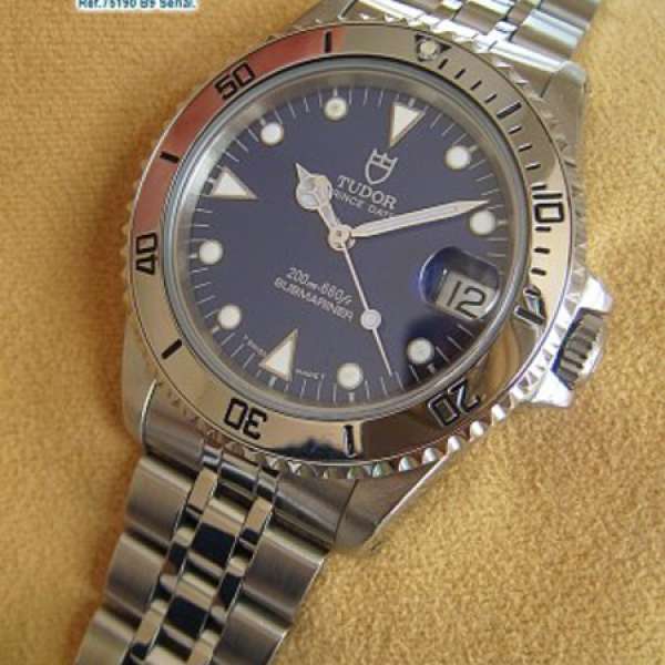 帝舵(刁陀)Tudor Subariner 75190 Silver Bez Steel  深藍色 200M Automatic Watch