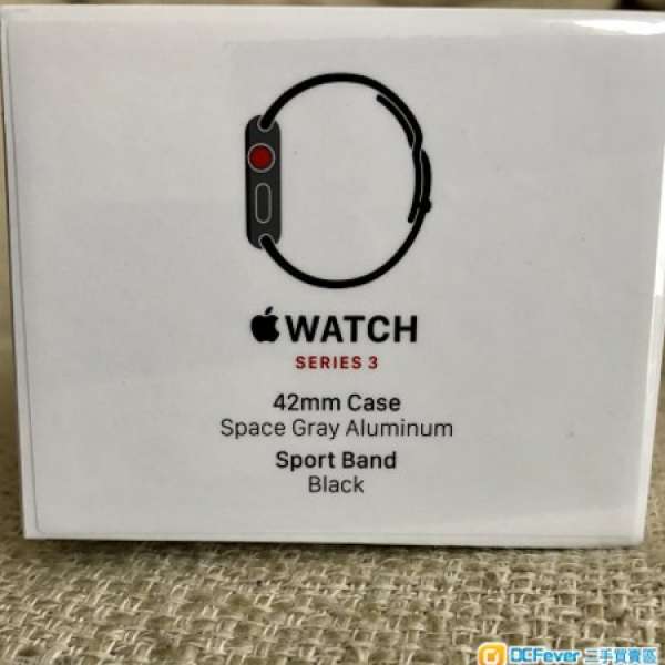 全新 (未拆盒）Apple Watch 3 GPS + Cellular 42cm 太空灰黑膠帶