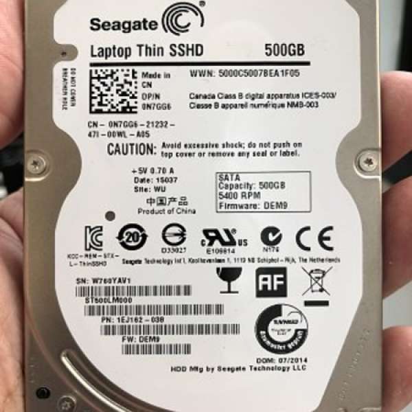 Seagate 2.5" SSHD 500GB Notebook Harddisk