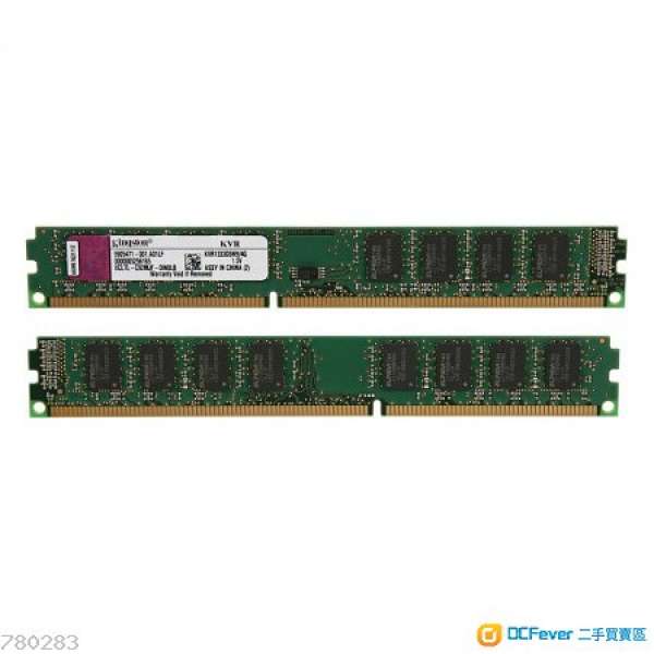 Kingston Kvr1333D3N9/4G 4GB x2 =8GB DDR3 1333 兩條雙面永久保養