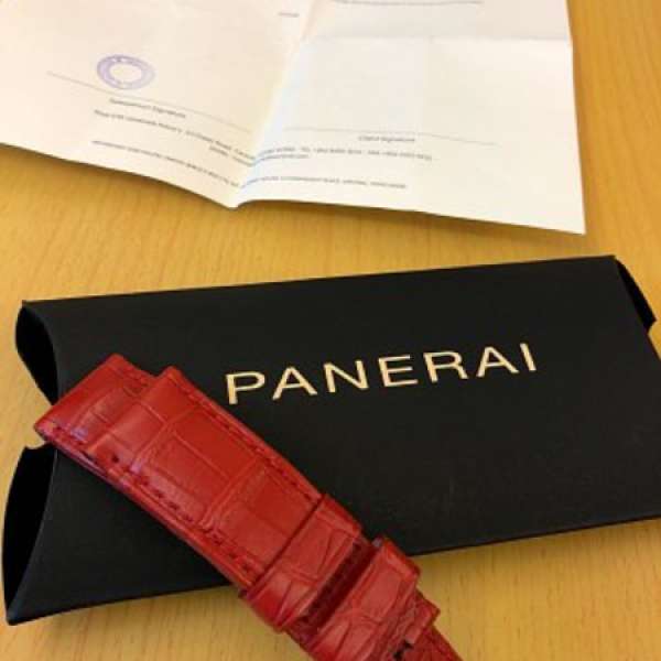 99.99%新 原裝Panerai 沛納海紅色真鱷魚皮錶帶 26/22mm