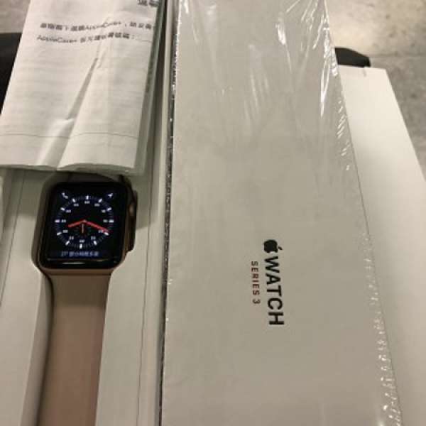 Apple Watch S3 Lite版 42mm 粉金 99新 有單 AppleCare2020年6月