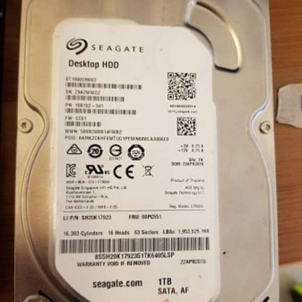Seagate 1T 3.5"HDD