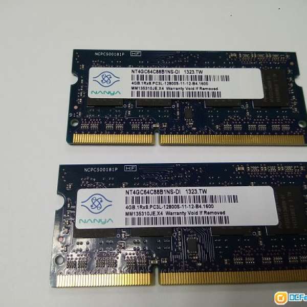 Nanya DDR3 PC3L-12800S 4GB X 2條 =8GB 手提電腦拆出
