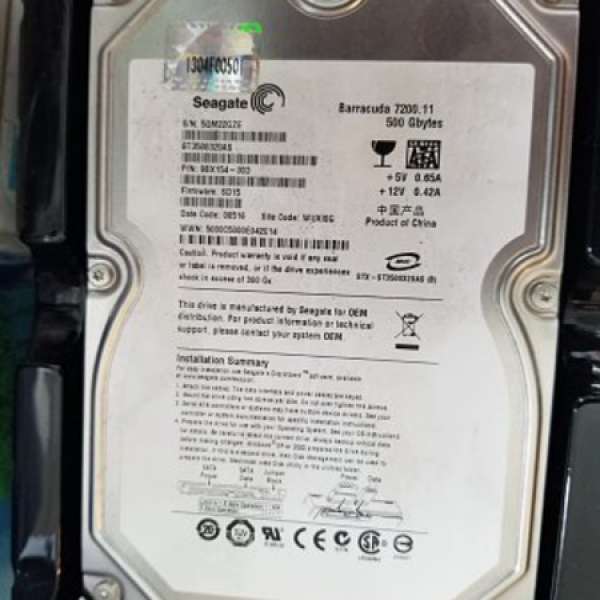 Seagate 500G HDD ST3500320AS 7200 RPM 32M SATA 3.0Gb/s 3.5"