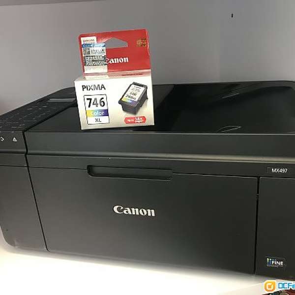 Canon Printer MX497 (Color/Scan/Copy/Auto Feeder) with 原裝未開Color Ink