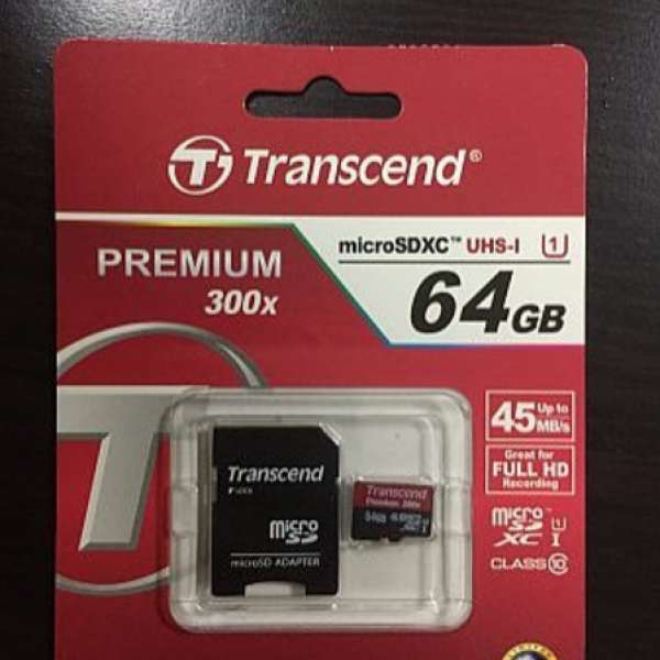 Transcend 64 GB micro SDXC UHS-1 Class 10 (全新)