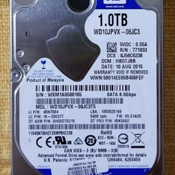 Western Digital WD10JPVX 1TB 2.5寸 HDD