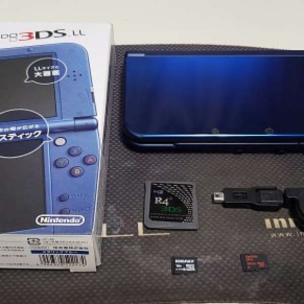 賣日版 金屬藍 NEW 3DS LL 90%新 (已改B9S) 附R4卡