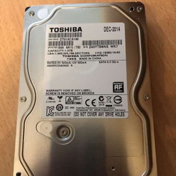 Toshiba 1TB 三寸半 SATA HDD 私人自讓