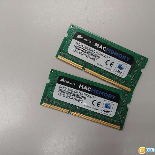 Corsair MAC Memory 8GB DDR3 1600 SODIMM 2條