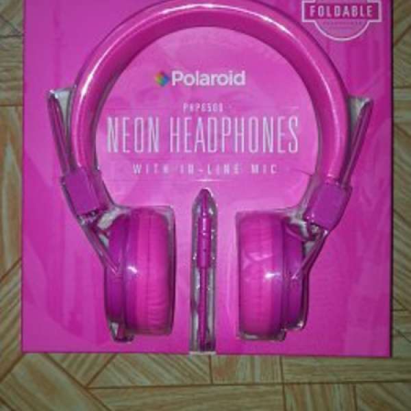 100% New Polaroid PHP8500 NEON HEADPHONES with IN-LINE MIC