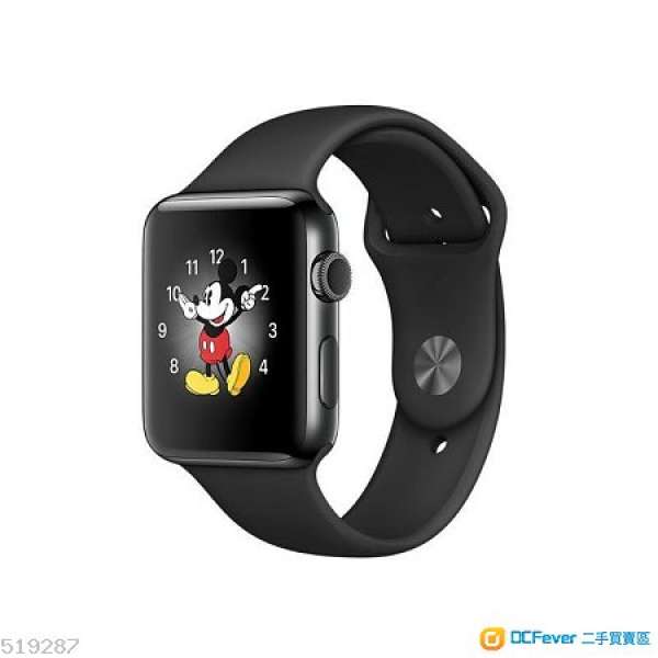 [80%新]Apple Watch S2 42mm 不鏽鋼錶殼 配黑色運動錶帶