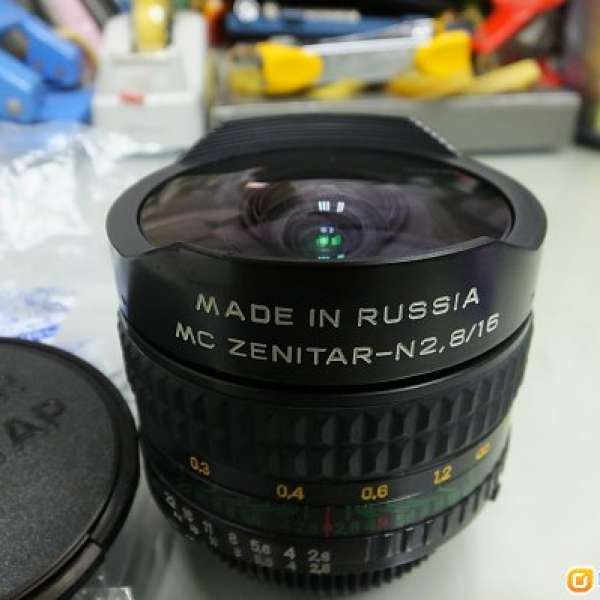 放90%少使用痕跡俄制手動對焦ZENITAR 16mm 2.8魚眼鏡Nikon Ais mount=800