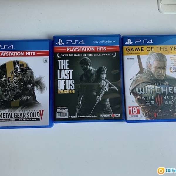PS4 遊戲 Games Witcher, Metal Gear Solid V, The Last of Us