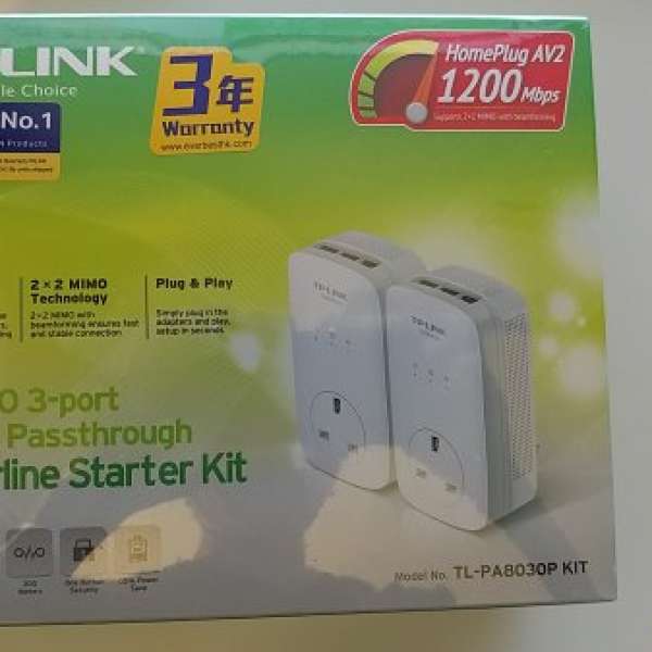 全新未拆盒行貨TP-Link Homeplug PA8030P Kit(1 對)