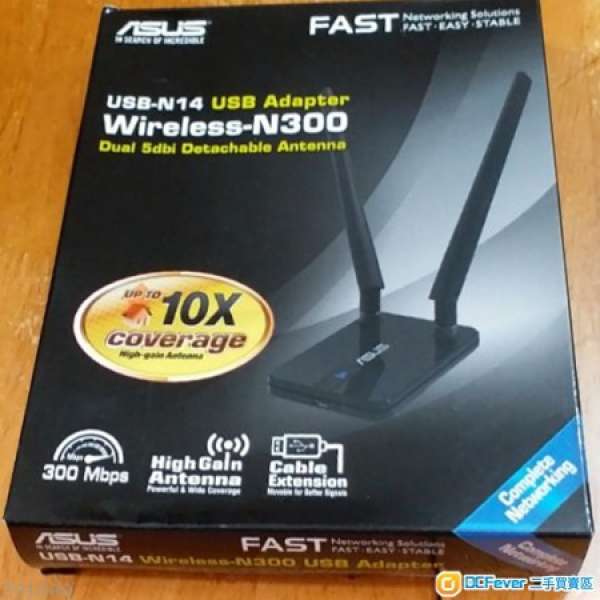 ASUS  華碩 網咭 wifi 接收器 USB-N14 (Wi Fi Wireless-N300 USB Adapter)