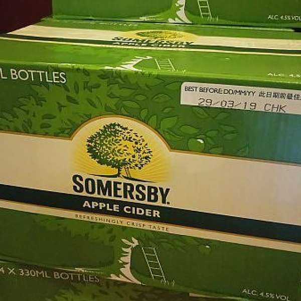 平讓SOMERSBY Apple Cider 有汽蘋果酒 $150/箱 有12箱（每箱24支 330ml)