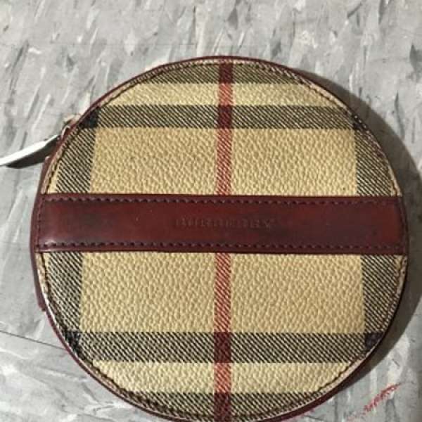 Burberry Haymarket Coin Wellet with Read Leather Trim 二手散字包