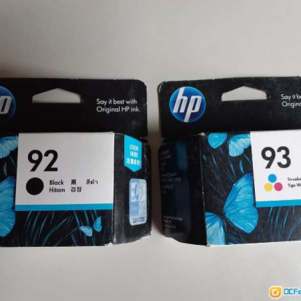 出售 HP 92 93 彩色黑白噴墨頭墨盒共 2 個 已過期