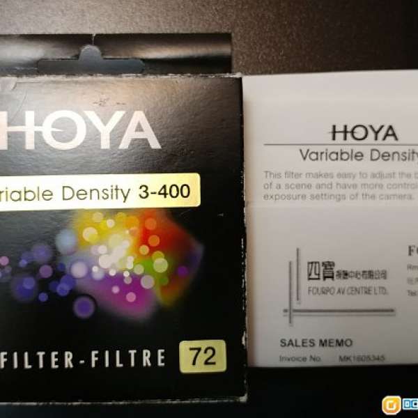 （99%新）HOYA Variable ND3-400 72mm
